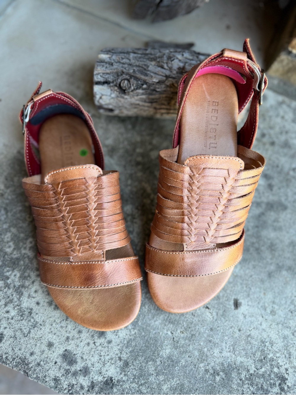 Bed Stu Ingritt Tan Woven Leather Slingback Sandals Sz-7.  Loc N
